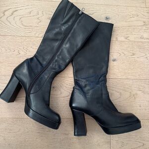 Women’s Black Platform Knee-High Boots